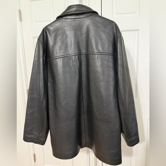 Men’s J. Crew Black Leather Jacket Size Large - Picture 2 of 3